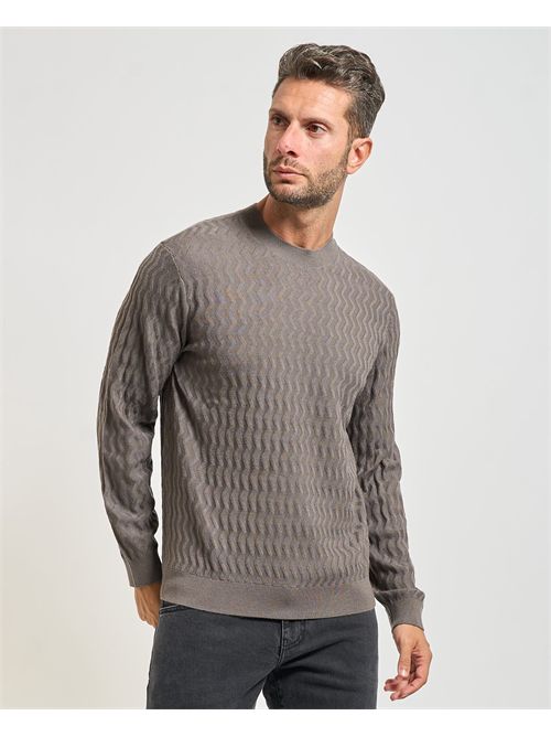 Men's Armani Exchange crew neck sweater with wavy texture ARMANI EXCHANGE | XM001560-AF11982F8034